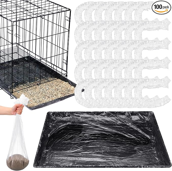 100 Pcs Large Disposable Bird Cage Liners Bulk 34'' x 22'' Elastic Plastic Small Animal Birds Cage Tray Liners Waterproof Universal Film Bird Accessories for Cockatiels Finches Canaries