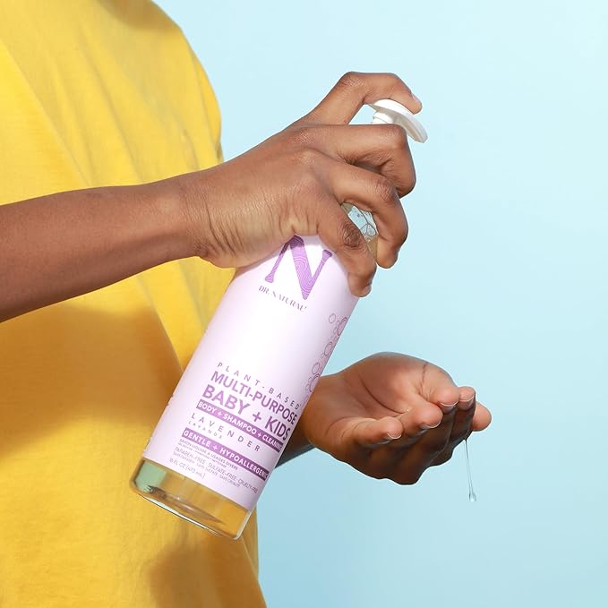 Dr. Natural Multi-Purpose Baby Plus Kids Soap, Lavender, 16 oz - Plant-Based - with Shea Butter - Hypoallergenic - Body Wash, Face Wash, Hand Soap - Sulfate-Free, Paraben-Free, Cruelty-Free