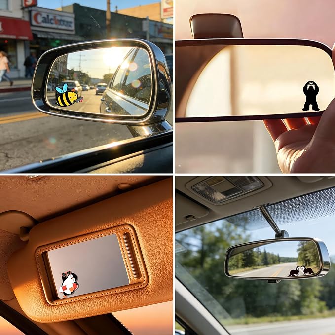2Pack Cow Print Goose Car Vinyl Sticker and Decal for Rear View Mirror | Cute Cow Print Goose Mirror Sticker Waterproof,Car Accessories Decor,Goose Gifts for Women Men,Laptop Bathroom Mirror