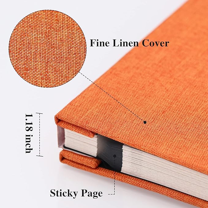 Vienrose Large Photo Album Self Adhesive for 4x6 8x10 10x12 Pictures Magnetic Scrapbook Album DIY 13" X 12.6" 60 Blank Pages with A Metallic Pen