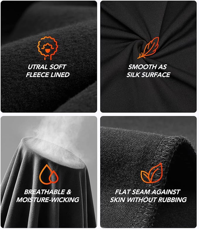 1 or 3 Pack Mens Long Johns Thermal Pants, Fleece Lined Lightweight Base Layer Bottoms, Compression Leggings Winter Gear