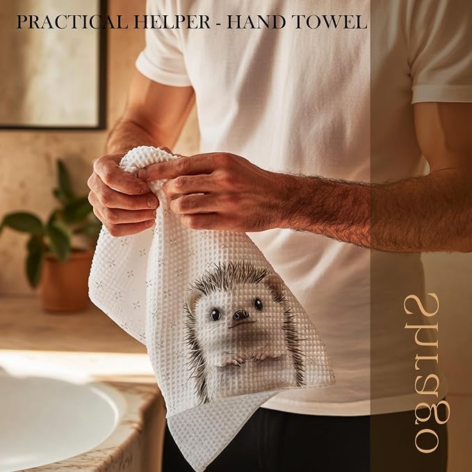 Cute Hedgehog Bathroom Hand Towels, Kids Bathroom Decor, Hedgehog Gifts, Forest Animal Nursery Decorative Hand Towels for Kids Bath Room Washroom Toilet, 16x24 Inch