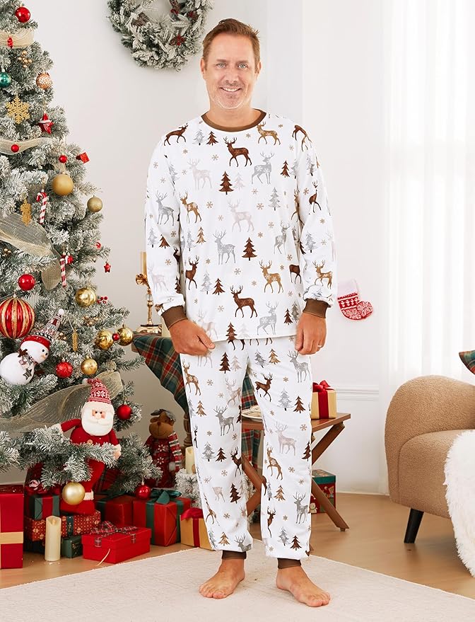 PATPAT Christmas Family Matching Pajama Sets Includes Christmas Socks - Perfect for Family Photos & Holiday Celebrations