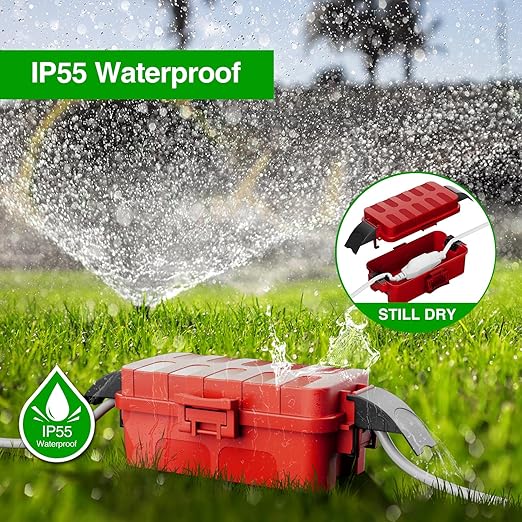 Flemoon [2 Pack] IP55 Small Outdoor Electrical Box Waterproof (Inner 5.9 x 3.2 x 1.8inch), Extension Cord Cover with Detachable Awning Covers for Plug, Outlet, Holiday Lights, Red
