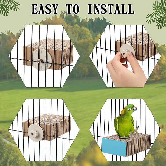 Skyygemm 2 Pcs Bird Toys Parrot Perch Stand Cage Accessories, Small | for Macaws Conures Cockatiel Budgies, Corrugated Texture Promotes Claw Grinding, Platforms for Cage Play, Beak Chew Activity