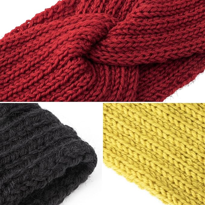DRESHOW Winter Knit Chunky Headbands for Women Crochet Turban Knitted Ear Warmer Fashion Head Wrap 6 Pack