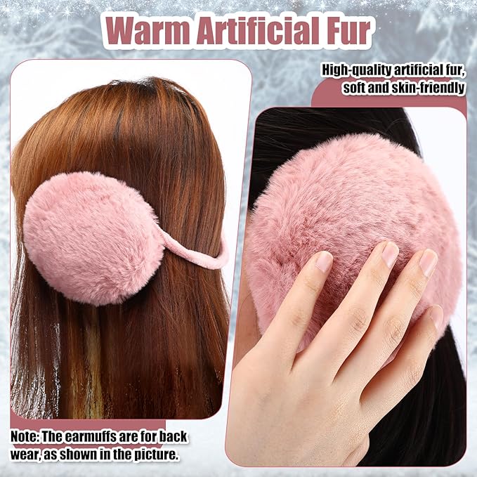 SATINIOR 5 Pcs Winter Hat Scarf Gloves Set Fleece Warm Lined Knit Beanie Hat Touch Screen Earmuff Gloves Warmer for Women(Pink,Fresh Style)