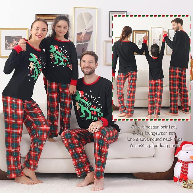ANGELGGH Matching Christmas Pajamas for Family, Cute Vacation PJs Sets for Couples/Women/Men, Xmas 2 Piece Jammies Sleepwear