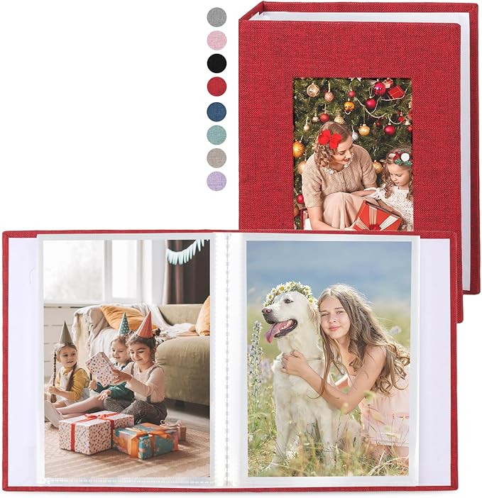 vivinin 2 Pack Photo Album 4x6, Linen Cover Photo Book, Small Photo Album Book for 36 Pockets Hold 72 Pictures, Picture Book for Photos Family Anniversaries Baby Vacations（Red）
