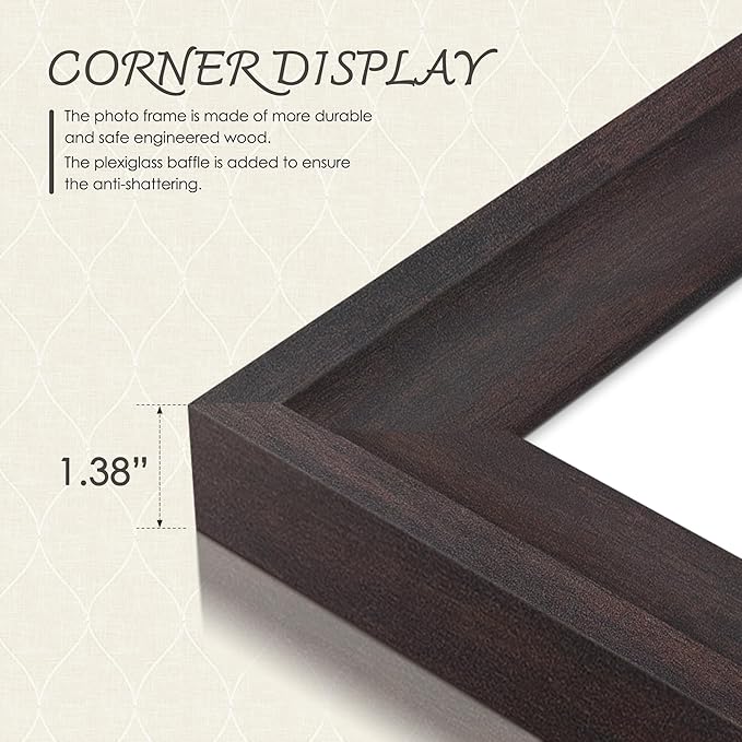 11x14 Picture Frame 4x6 Collage Picture Frame Displays Five 4x6 inch Photos or 11x14 (Without Mat) Wall Decor or Tabletop Walnut