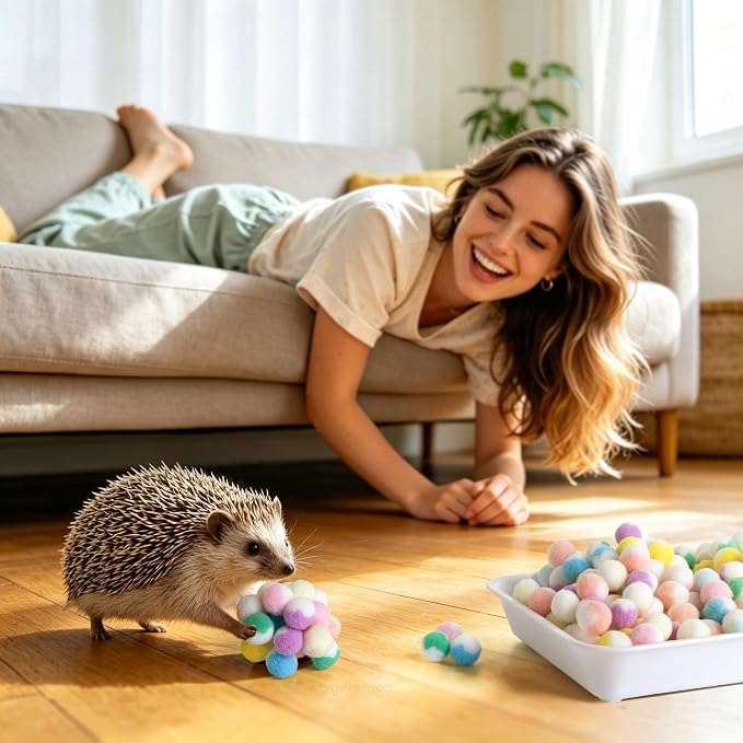 Mygeromon Hedgehog Toys 300 Pcs Ball Cage Enrichment Dig Box Accessories