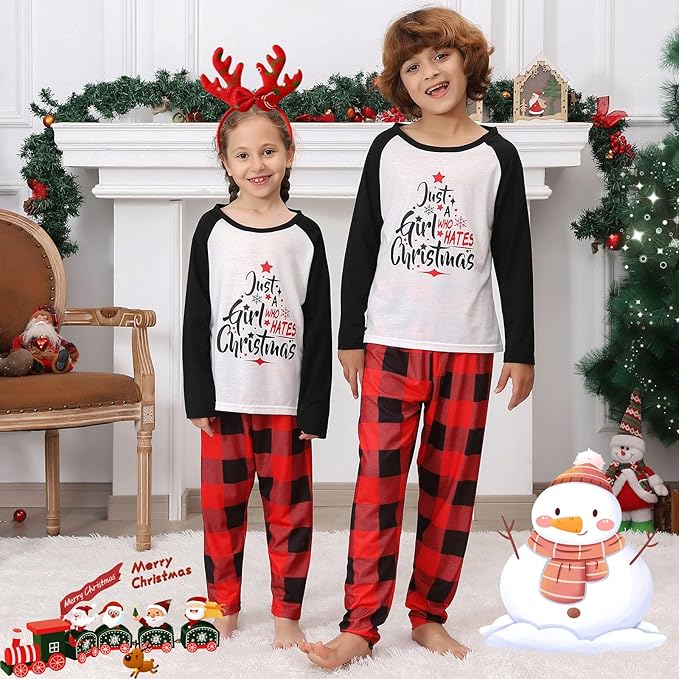 Family Christmas PJs Matching Sets, Cute Holiday Pajamas Printed Top and Pants, Xmas Jammies for Couples/Men/Women