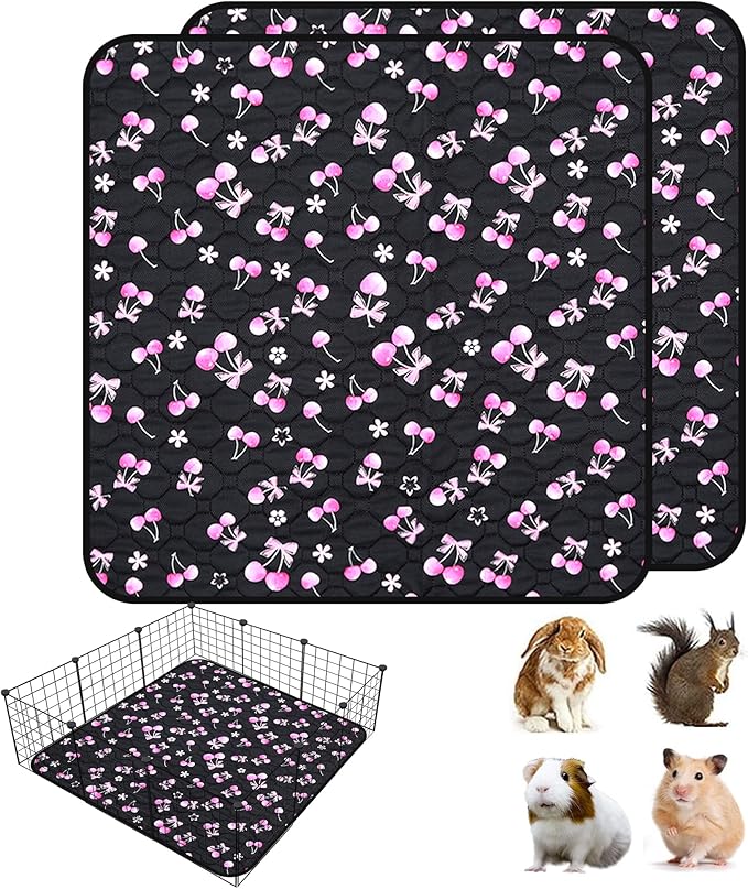 2 Pack Waterproof Guinea Pig Cage Liner, 42" x 42" Washable Reusable Guinea Pig Liner, Super Absorbent Leak-Proof Pet Pee Pad Mats for Guinea Pigs Rabbit Chinchilla Bunny Hamster