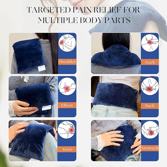 Microwavable Heating Pad with Washable Cover 13x7 Inch Flaxseed Microwave Hot Pack, Lavender Scent, Moist Warm Compress for Relaxation, Non-Electric & Portable
