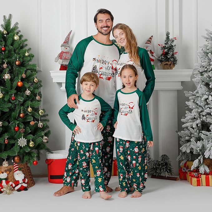 PYAEAS Matching Family Pajamas Sets Christmas PJ's Jammies Holiday Sleepwear Loungewear for Adult Women Men Xmas Outfits