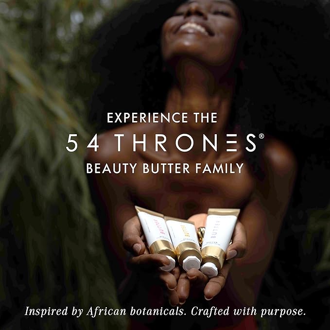54 Thrones African Beauty Shea Butter, Intensive Dry Skin Support, Moisturizing Body Butter for Women & Men, Moisturizing Body Cream, Locks in Moisture, Ghanaian Coconut + Moroccan Almond, 1.7 oz