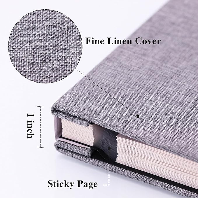 Vienrose Large Photo Album Self Adhesive for 4x6 8x10 10x12 Pictures Linen Scrapbook Album DIY 40 Blank Pages with A Metallic Pen