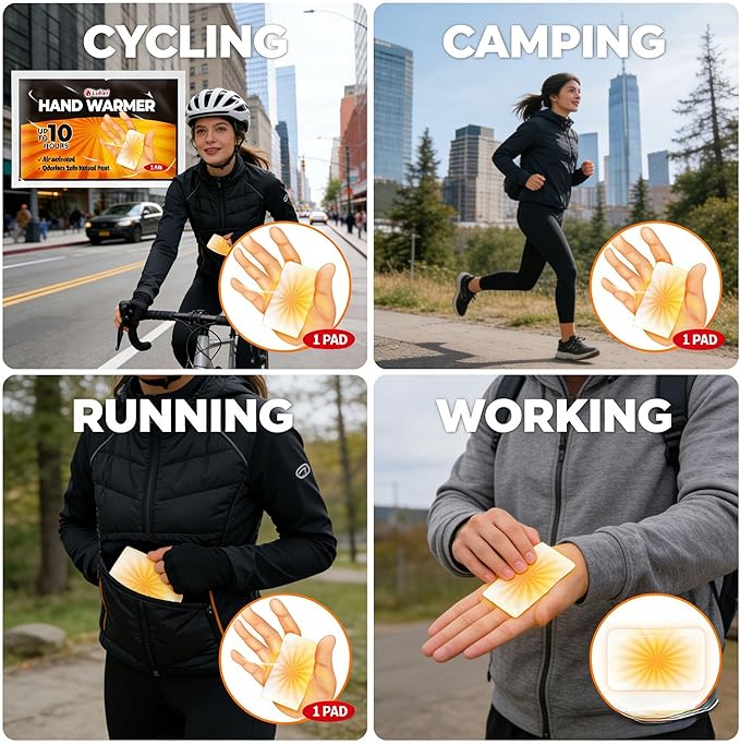 Hand Warmers - 60 Packs Hot Hands Disposable Heat Pad, Hot Hands Hand Warmers, Up to 10 Hours of Safe and Continuous Heat, Perfect for Camping, Outdoor Skiing, Fishing Ideal for Outdoors and Travel.