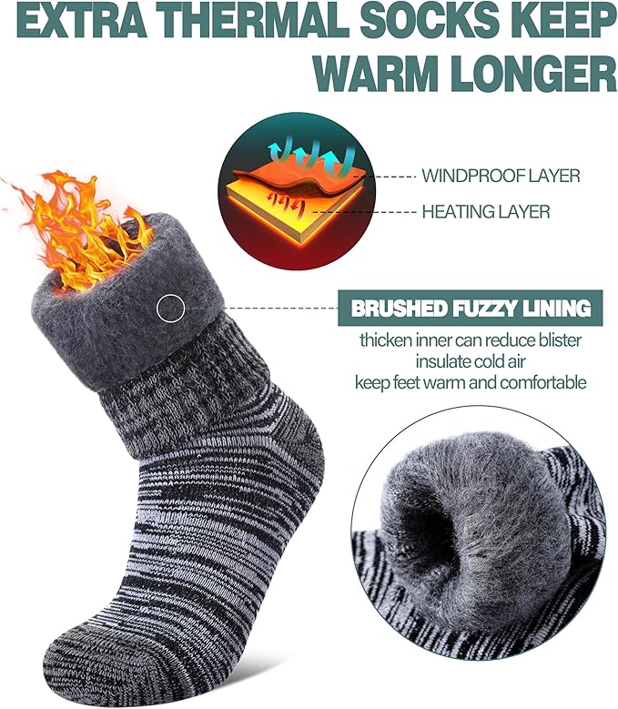 LANLEO Women Men Thermal Socks Warm Winter Extra Thick Insulated Heated Ski Crew Boot Socks for Cold Weather