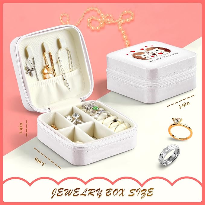 Hedgehog Jewelry Box, Gifts For Kids Teens Girls, Hedgehog Lovers Stuff Items Accessories Things Merchandise Decor Merch, Travel Ring Earrings Necklace Organizer Holder!