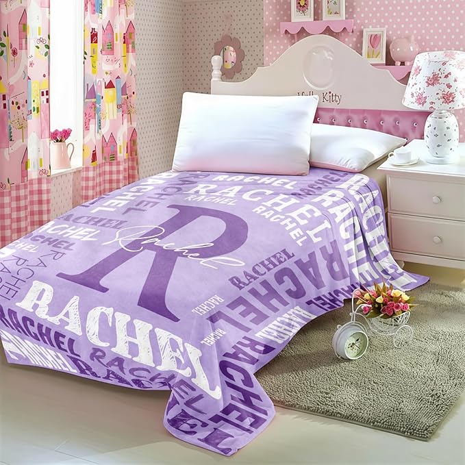 Personalized Blankets for Teen Girls Boys - Printed in USA, Custom Blanket with Kids Names, Ultra-Soft Flannel Monogrammed Baby Throws Blankets, Customized Christmas Brithday Gifts for Adults