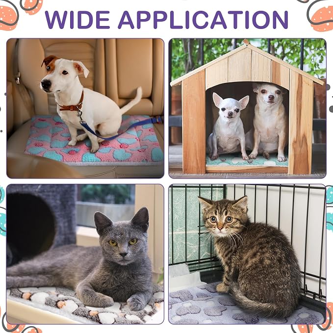 Haull 4 Pcs Waterproof Guinea Pig Bedding Soft Dog Cat Bed Crate Mat Small Animal Plush Cage Liners Rabbit Bunny Kennel Pad Reversible Cozy Pee Thickened Hamster Pad(Heart,13 x 18.5 Inch)