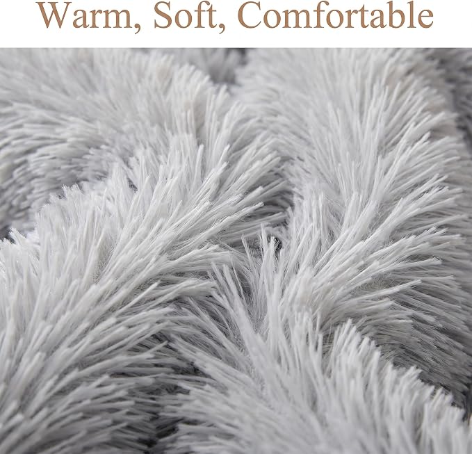 Tiny Dog Bed for Extra Small Dogs for Chihuahua Pomeranian Toy Poodle | 15 Inch Washable Puppy Bed,Soft Faux Fur Calming Donut Bed,Grey