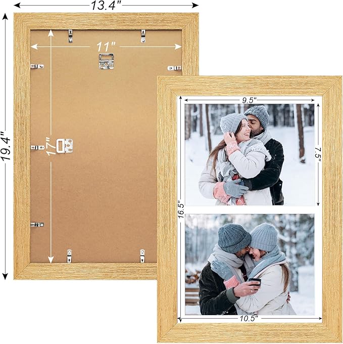 11x17 Picture Frame Display 2 opening 8X10 Double Picture Frame Collage,Multi Photo Frame with Mat,Plexiglass,Wall Mount Decor,Gold