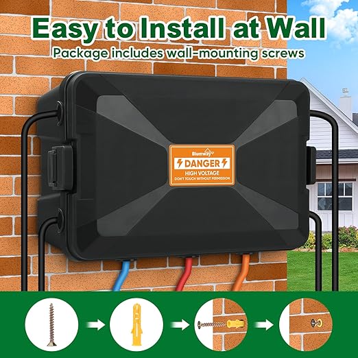 Blumway Large Outdoor Electrical Box (12.5x8.5x5 inch), IP54 Waterproof Outdoor Outlet Extension Cord Cover Weatherproof, Protect Outlet, Plug,Power Strip,Timer, Socket,Holiday Light