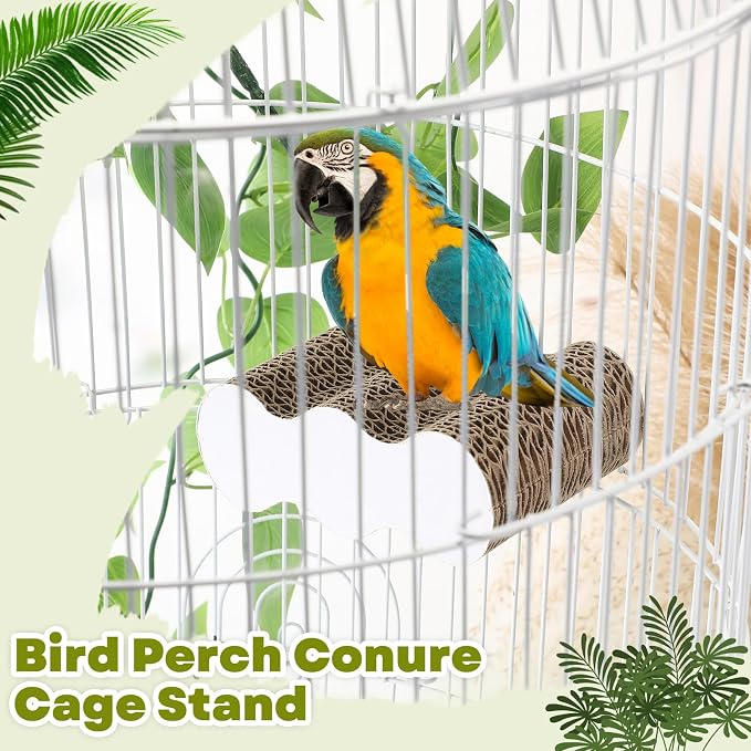 CroBlissful 2-Piece Bird Platforms for Macaws, Small Parakeets, Conures, Budgies; Brown Corrugated Paper; Bird Perch, Chew Toy, & Playground