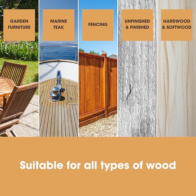Furniture Clinic Teak Scrub | Refinish Outdoor Wood Furniture, Boats, & Shower Benches | Cleaning & Brightening | 100% Stainless Steel | Remove Dirt, Stains from Weathered Wood