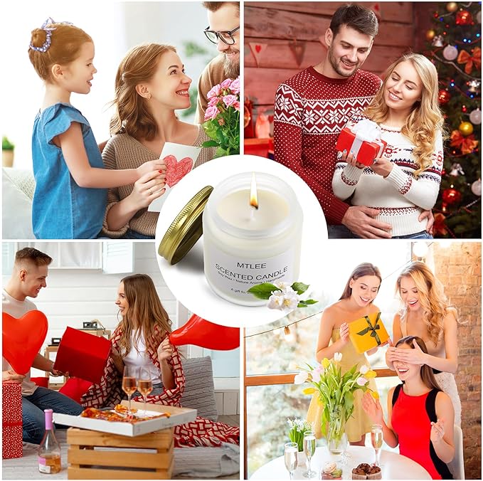 MTLEE 12 Pack Candles for Home Scented Aromatherapy Jar Candle Gifts for Women, Natural Soy Wax Amber Jar Candle Set Bulk for Home, Birthday, Christmas, Fall, Thanksgiving, Housewarming Gifts(White)
