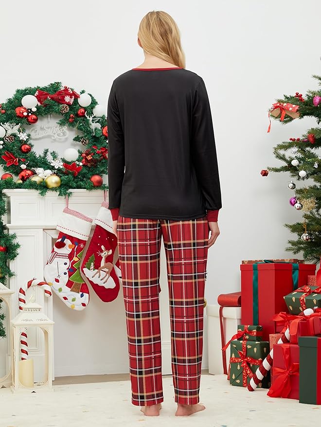 YIJIU Christmas Pajamas Cute Deer Print Long Sleeve Totem PJS Set