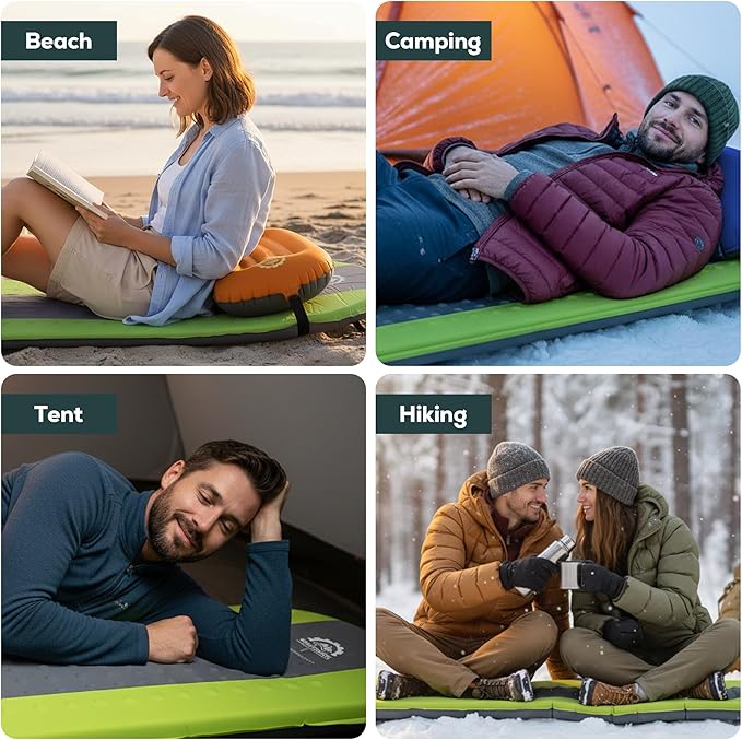 Gear Doctors Oxylus 4.3R-Value Insulated Foam Self Inflating Sleeping Pad Camping—Sleeping Pad Backpacking Air Mattress—Camping Mattress Self Inflating Camp Mat 4 Seasons Sleep Mat—Camp/Floor/Tent/Cot