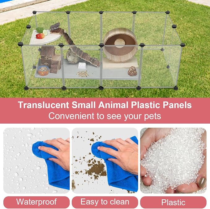 VISCOO 12 Panels Small Animals Playpen,48"x24"x16" Portable Pet Playpen | Puppy Play Pen Indoors Outdoor,Pet Fence for Guinea Pigs,Bunny,Ferrets,Hamsters,Hedgehogs,Plastic Enclosure