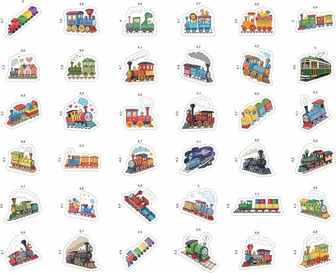 100Pcs Train Stickers for Water Bottle - Train Party Supplies & Decorations - Railroad Stickers - Gift for Women & Men
