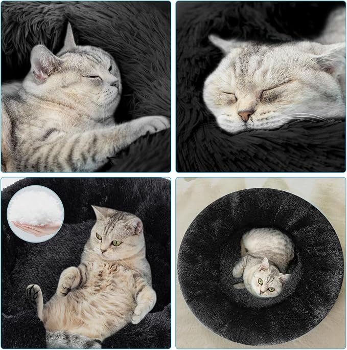 Nisrada Cat Beds for Indoor Cats,15.7 Inch Small Cats Beds, Washable-Round Pet Bed for Puppy and Kitten with Slip-Resistant Bottom