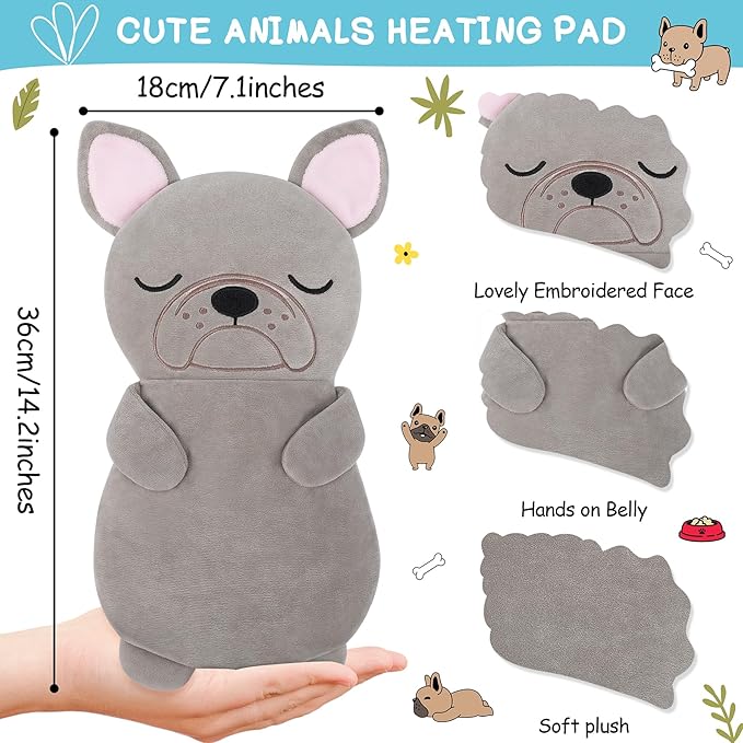 Microwave Heating Pad for Period Cramps&Pain Relief,French Bulldog Microwavable Heating Pads for Birthday Mother's Day,Heating Pad for Women Kid with Lavender Scented,Cute Animal Heat Pack for Knee