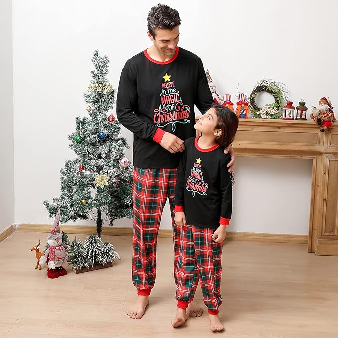 Matching Family Christmas Pajamas Sets, Holiday PJs with Top and Pants, Cute 2 Piece Sleepwear for Couples/Women/Men