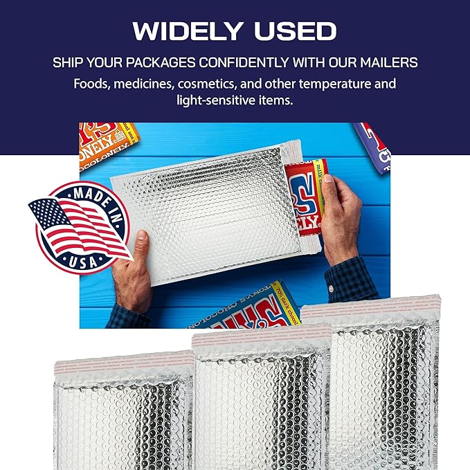 100-Pack Insulated Silver Thermal Bubble Mailers 18 x 23 - Waterproof Metallic Foil Self-Sealing Padded Envelopes for Cold Shipping, Perishables, Food, Cosmetics, Pharmaceuticals