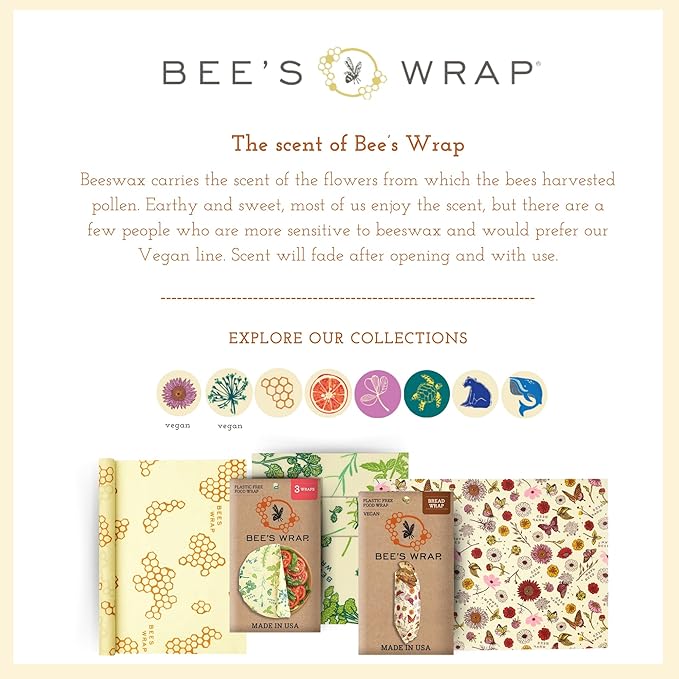 Bee's Wrap Beeswax Wraps for Food - Cut to Size 14x52" Wax Paper Roll - Made in USA Reusable Waxed Paper & Bowl Covers - Organic & Eco-Friendly Alternative to Aluminum Foil, Bees + Bears