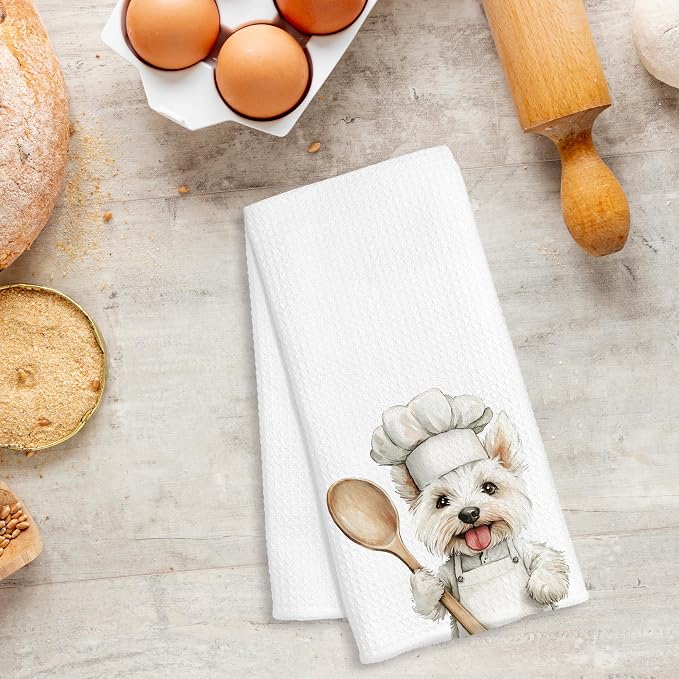 Funny West Highland Terrier Chef Kitchen Towels Gifts, West Highland Terrier Dog Gift, Chef Gifts for Women Men, Dog Lover Gift Decor Dish Hand Tea Towels for Kitchen Bakery, 16x24 Inch