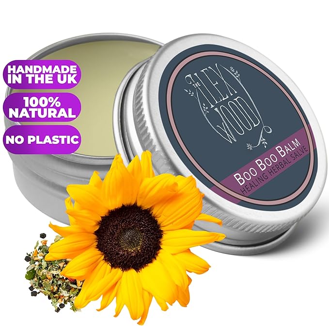The Ilex Wood - Herbal Healing Salve Boo Boo Balm - For skin irritation, scrapes, bites and stings, palm oil free, cruelty free, plastic free, handcrafted - 3.38 fl oz (100ml)