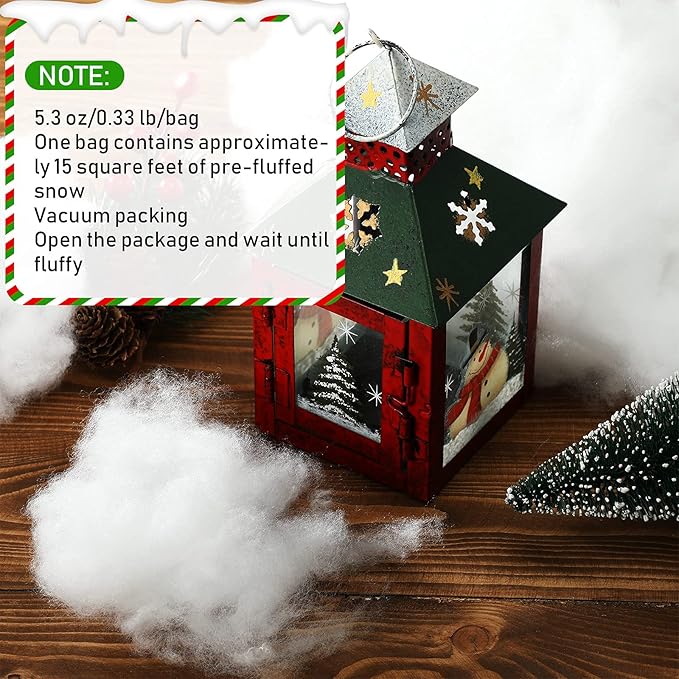 Tatuo 5 oz Fake Snow 149g Artificial Fake Cloud Christmas Faux Cloud Fluffy Snow Indoor Soft for Winter Christmas Tree Mantle Village Nativity Scene