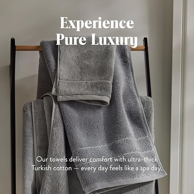 Brooklinen Super-Plush Turkish Cotton Bath Towel Set - Set of 2 Bath Towels + 2 Hand Towels Cotton, 820 GSM, Highly Absorbent, Machine Washable, Perfect for Home & Bathroom (Smoke Grey)