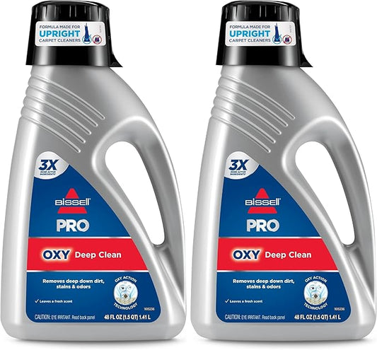 Bissell PRO OXY Carpet Deep Clean Solution,for use in leading upright carpet cleaners,48oz,Removes deep down dirt,stains & odors,(Pack of 2)