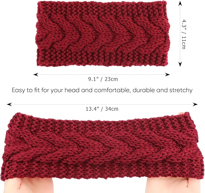 DRESHOW Winter Knit Chunky Headbands for Women Crochet Turban Knitted Ear Warmer Fashion Head Wrap 6 Pack
