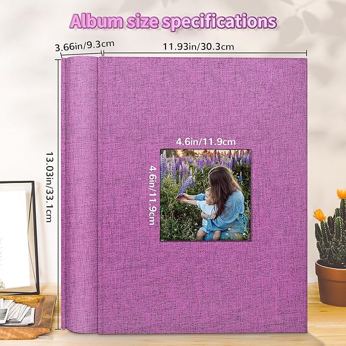 Photo Album 4x6 with 1000 Pockets,Slip-in Picture Albums,Linen Cover Memory Book with Front Window,White Page Vertical Photo Book for Wedding,Family,Anniversare,Baby,Vacation