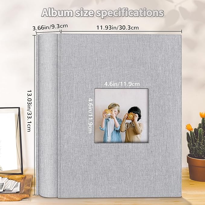 Photo Album 4x6 with 1000 Pockets,Slip-in Picture Albums,Linen Cover Memory Book with Front Window,White Page Vertical Photo Book for Wedding,Family,Anniversare,Baby,Vacation