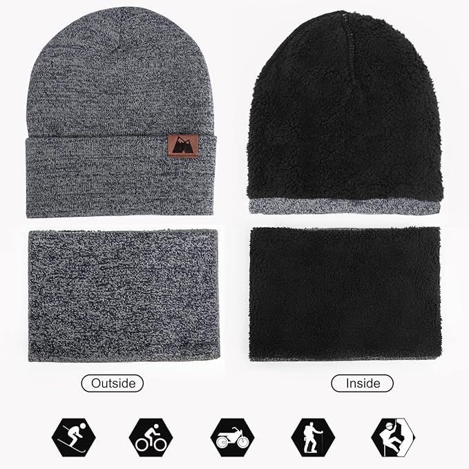 mysuntown Winter Beanie Hat Scarf and Touch Screen Gloves 3-Piece Set, 2025 Cold Weather Knit Fleece Lined Warm Unisex Sets